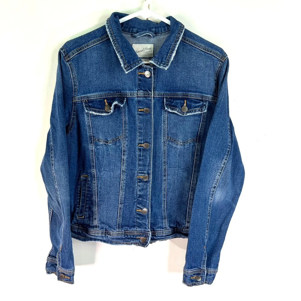 Universal Thread Freeborn Distressed Blue Denim Jean Jacket Teens XL